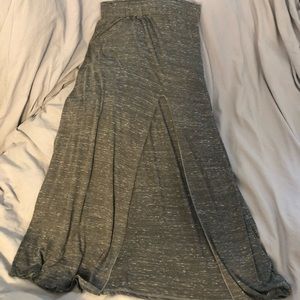 Long grey cotton blend skirt